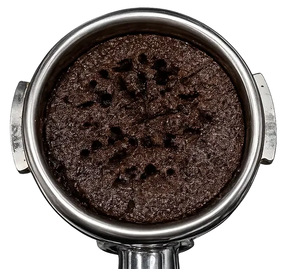 Coffee puck without pre-infusion