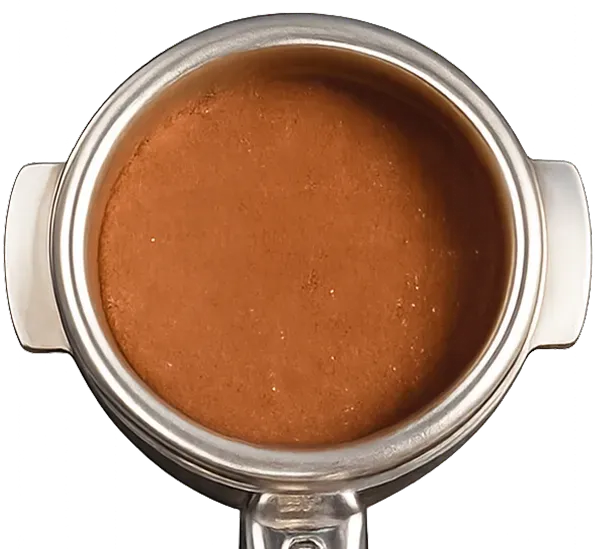 Coffee puck with pre-infusion