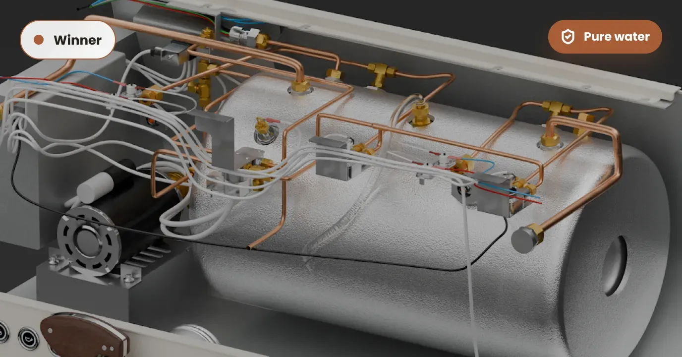 Stainless steel boiler cutaway